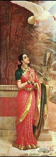 Raja Ravi Varma Swan messenger oil painting image